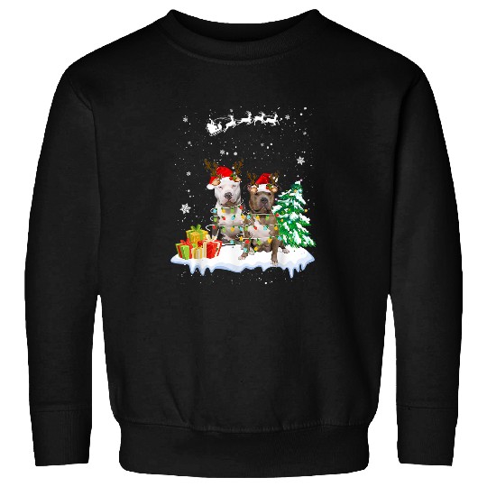 Bully Santa Christmas Tree Light Pajama Dog xmass 174 Pitbull Dog Sweatshirts