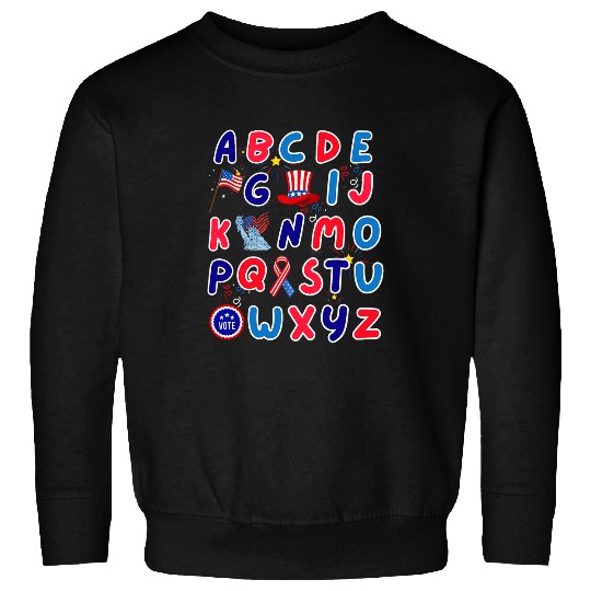 Funny 4th Of July ABCs Alphabet Patriotic Preschool Teacher Sweatshirts