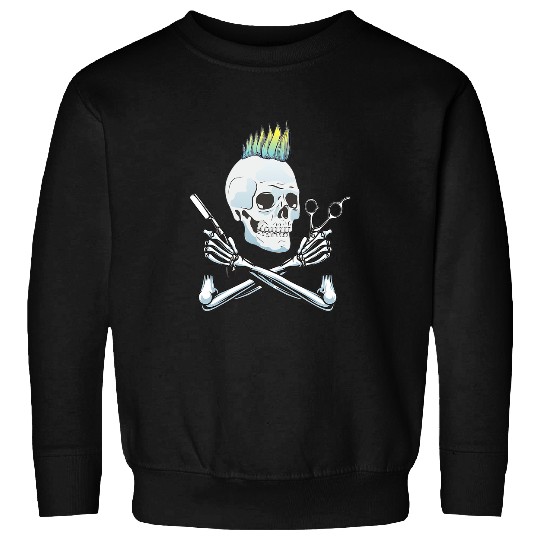 Skeletons Skulls Color Punk Hairdresser Sugar Skull Hairstylist Fun Iroquois Skull Sweatshirts