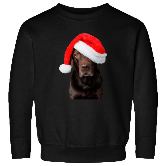 Labrador Lab Dog Chocolate Lab Picture Santa Hat Cute Dog Christmas Labrador Sweatshirts