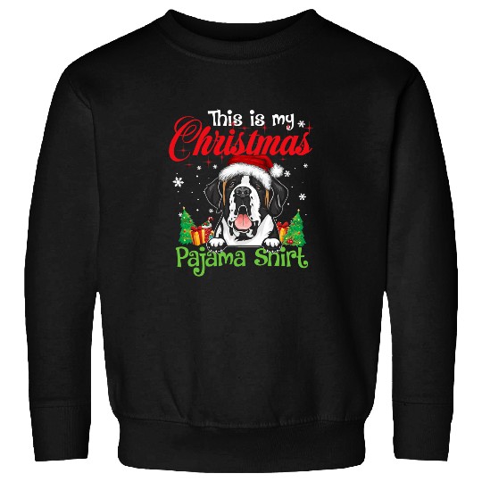 St Bernard Christmas Pajama Funny Dog Lover Xmas Sweatshirts