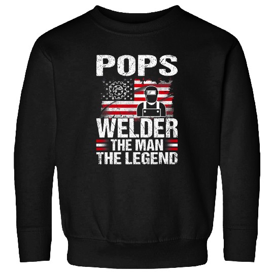 Welders Pops Welder The Man The Legend Retro USA Flag Sweatshirts