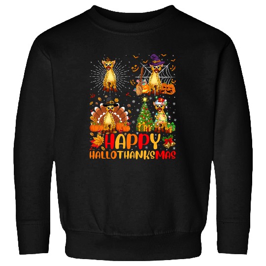 Halloween Thanksgiving Christmas Hyena Hallothanksmas Sweatshirts