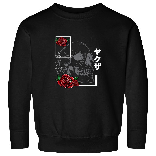 Skeletons Skulls vintages Horror Yakuza Skull Japanese Retro Fashion Bones Skull Sweatshirts
