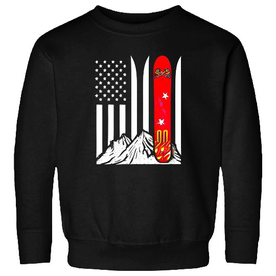 Skiing Ski Snowboarding Skiing Snowboard American Flag Snowboarder 2 Sweatshirts