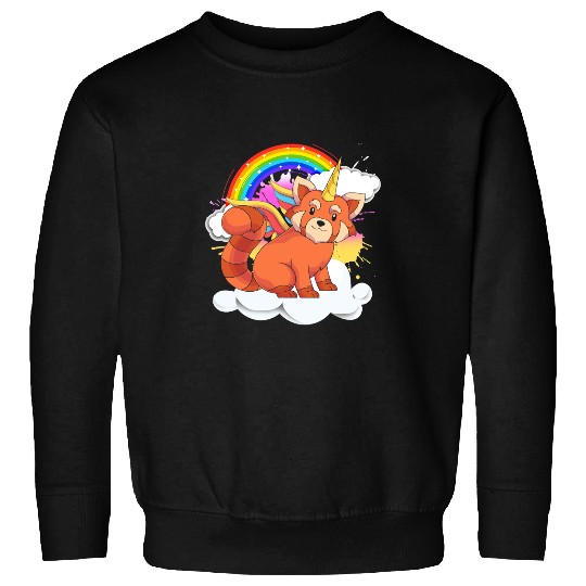 Red Pandacorn Zoo Animal Rainbow Fantasy Unicorns Red Panda Sweatshirts