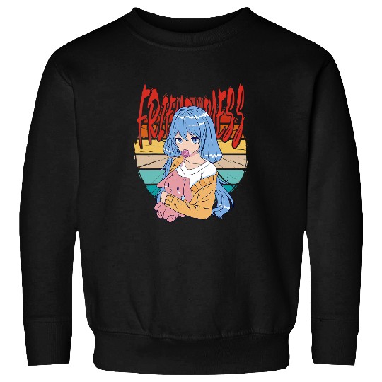 Rabbits vintages anime girl friendliness with a toy rabbit lollipop Sweatshirts