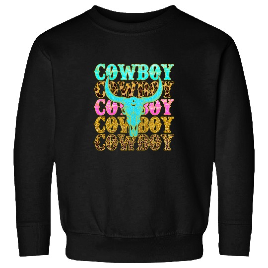 Retro Cow Skull Cowboy Killer Western Country Cowgirls Gift Sweatshirts