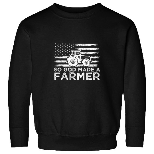 Tractor driving Patriotic American Flag Tractor So God Made A Farmer 2 Sweatshirts