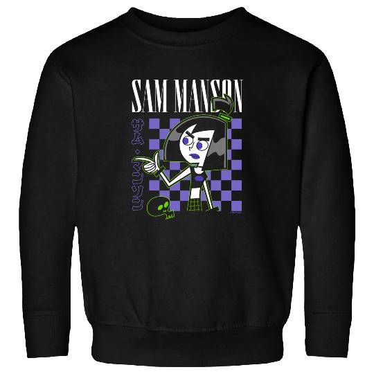 Danny Phantom Sam Manson Retro Kanji Checkerboard Portrait Sweatshirts