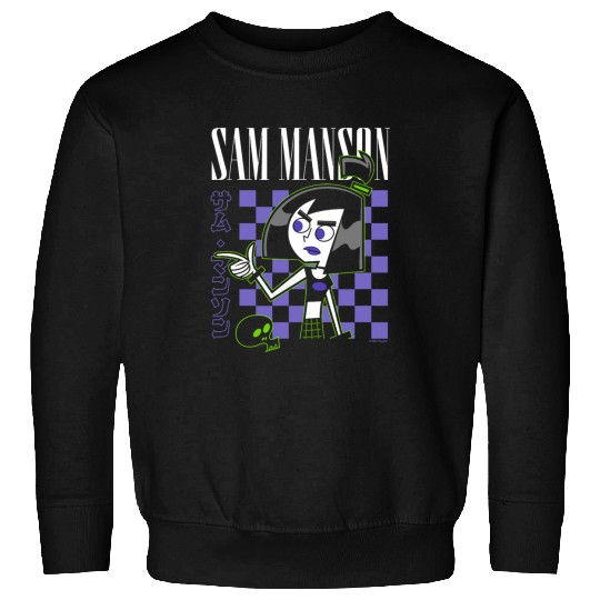Danny Phantom Sam Manson Retro Kanji Checkerboard Portrait Sweatshirts