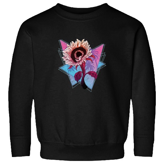 80s Synthwave Hippie Flower Blossoms Garden Sunflower 2 Sweatshirts