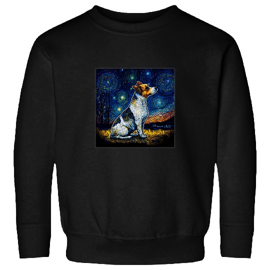 Dog Jack Russell Surrealism Starry Night Jack Russell dog 1 Sweatshirts