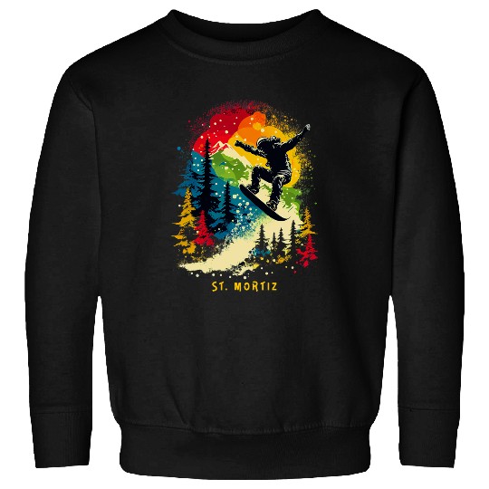 Skiing Ski St Moritz Switzerland Snowboarder Snowboarding Ski Resort Sweatshirts