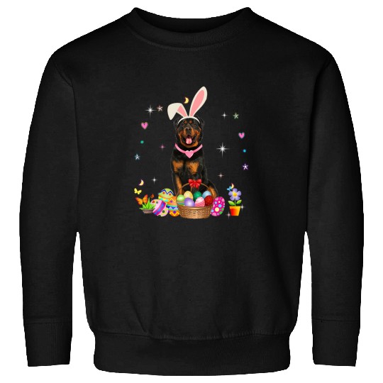 Dog Rottweiler Cute Rottweiler Easter Day Bunny Eggs Easter Costume Womens 1 Sweatshirts