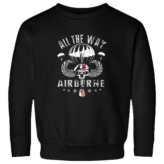Skeletons Skulls vintages armys 82nd Airborne All The Way Skull Maroon Beret Skull Sweatshirts