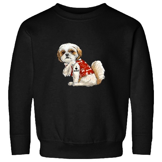I Love Dad Tattoo Shih Tzu Dad Funny Fathers Day Gift Sweatshirts