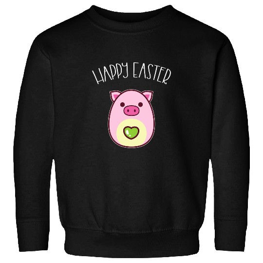 happy easter egg shaped pig kawaii otaku anime Sweatshirts