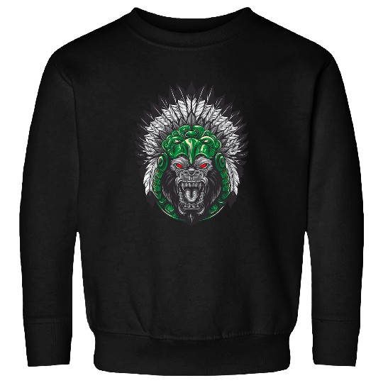 Gorilla Indian Aztec Illustration Sweatshirts