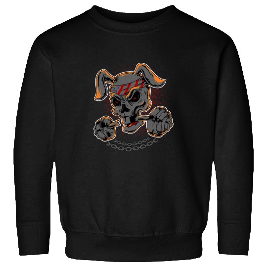 Skeletons Skulls Rabbit Skull Weightlifting Skull Sweatshirts