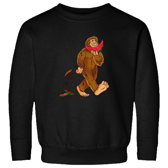 Funny bigfoots Eating Watermelon Lover Illustration Sweatshirts