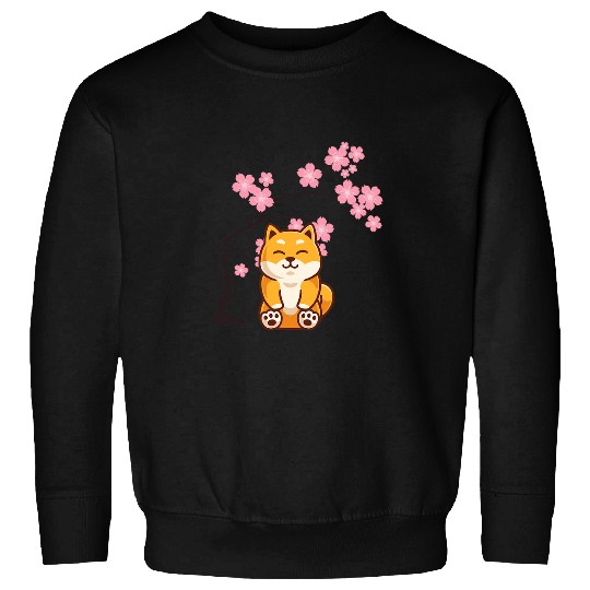 Dog Shiba Inu Japanese Cherry Blossom Flower Kawaii Shiba Inu Sakura Trees Sweatshirts