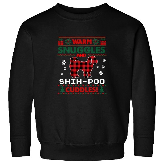 ShihPoo Dog Red buffalo plaids Gift Ugly Christmas Sweater Sweatshirts