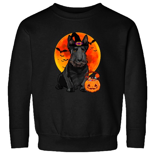 Dog Scottish Terrier Halloween Scottish Terrier Jack O Lantern Pumpkin Sweatshirts