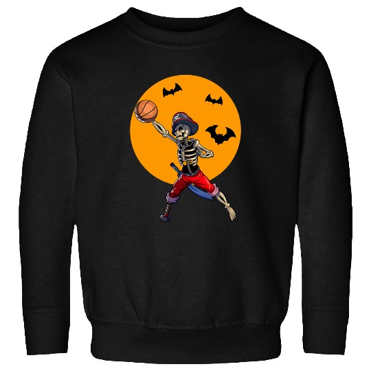 Basketball Skeletons Boys Jolly Roger Pirate Halloween Sweatshirts