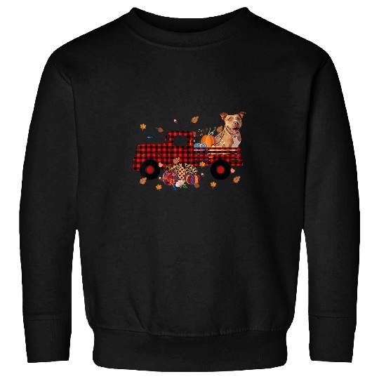 Bully Pumpkin Truck Halloween Thanksgiving Lover 461 Pitbull Dog Sweatshirts