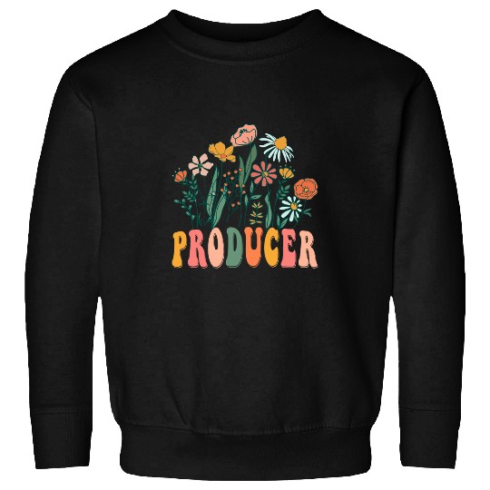 Retro Groovy floral Producer Wildflower Tees For Women Sweatshirts