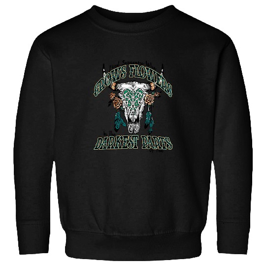 Skeletons Skulls Boho Bull Skull Find Someone Who Grow Flower Western Country Skull Sweatshirts