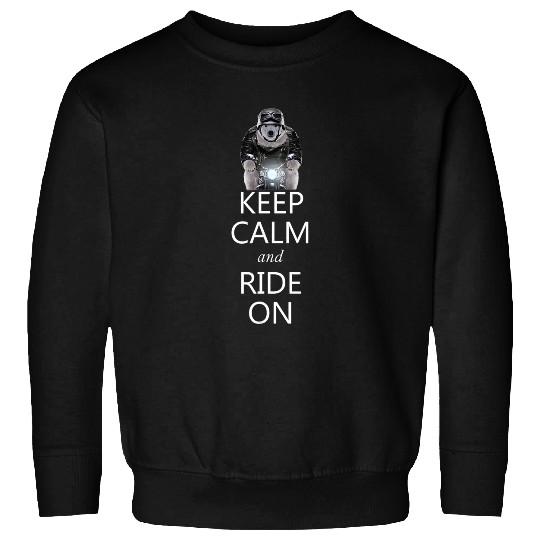 Funny Bear Keep Calm and Ride on Polar Bear on Motorcycle Cute Bears Sweatshirts