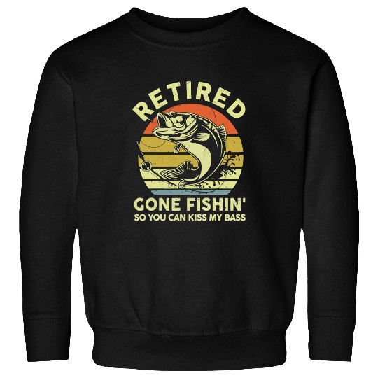 Fishing Mens Retired Gone Fishing Reel Cool Dad Funny Bass Grandpa Fisher Sweatshirts