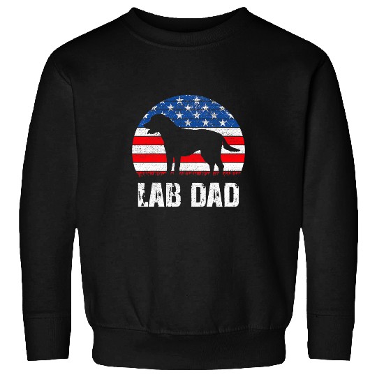 Labrador Lab Dog Mens Black Labrador Dad USA American Flag Yellow Lab 4th of July Sweatshirts
