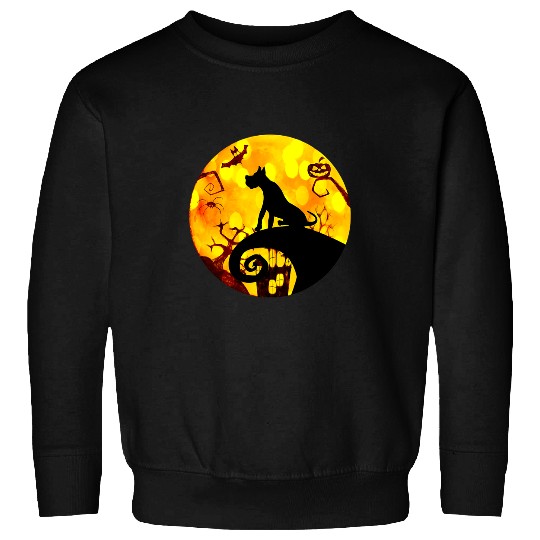 Dog Great Dane Scary And Moon Funny Halloween Costume Sweatshirts