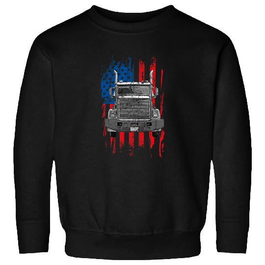 American Flag Semi Trucker Big Rig SemiTrailer Truck Driver Sweatshirts