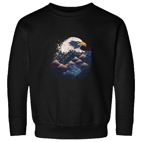 Surrealism Japanese Painting Bald Eagle 3 Sweatshirts