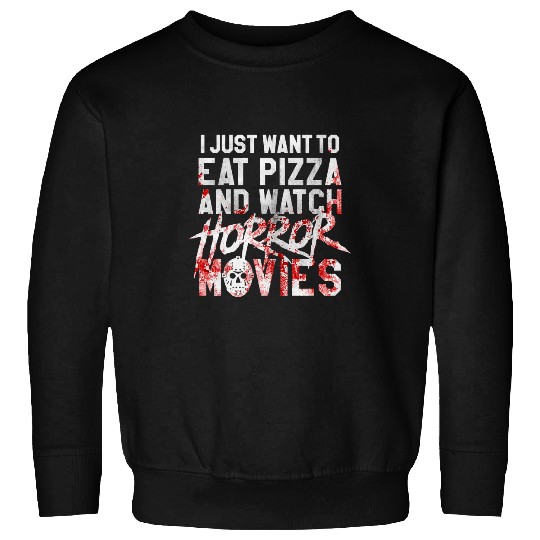 Skeletons Skulls Funny Horror Movie Fan Gift Halloween Pizza Skull Sweatshirts