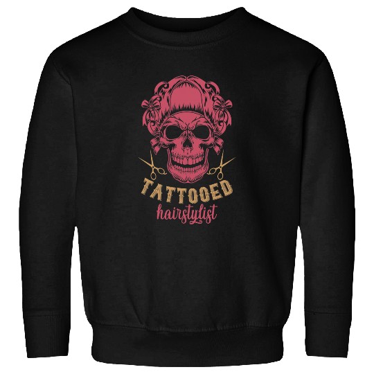 Skeletons Skulls Tattooed Hair Stylist Inked Hairdresser Skull Hairstylist Skull Sweatshirts