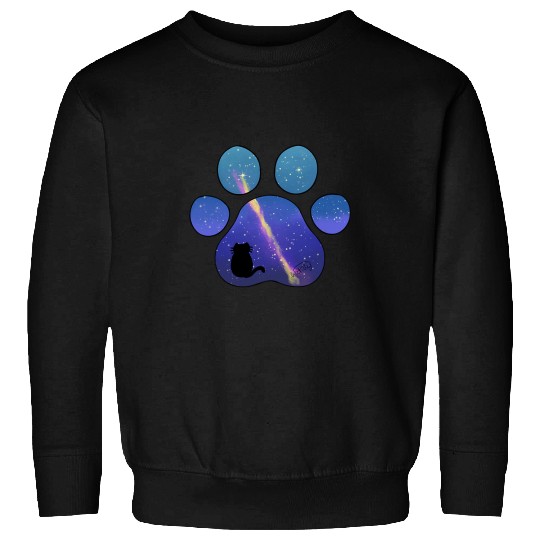 Galaxy Cat Paw Print Sweatshirts