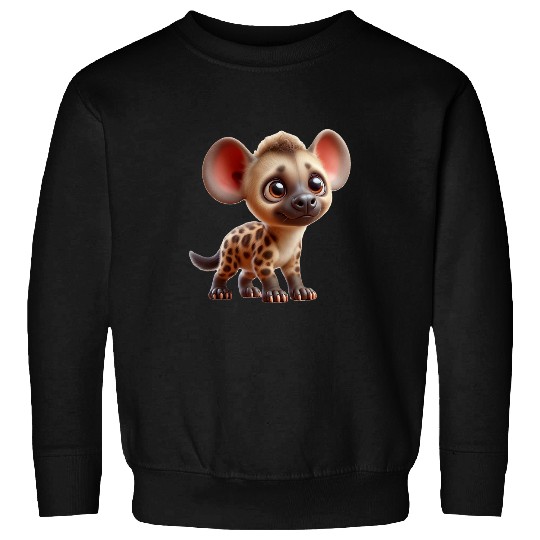 Charming Cartoon Hyena Pup Adorable Animal Artwork Sweatshirts