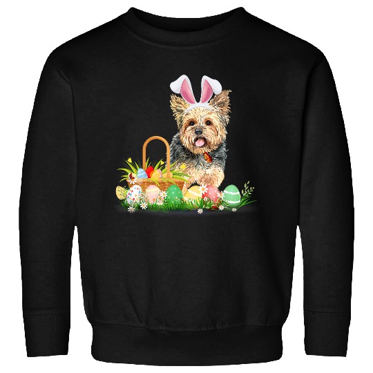 Cute Yorkie Easter Day Bunny Eggs Easter Costume Sweatshirts