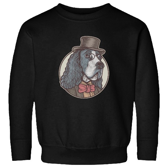 English Springer Spaniel wearing glasses and tuxedo Sweatshirts