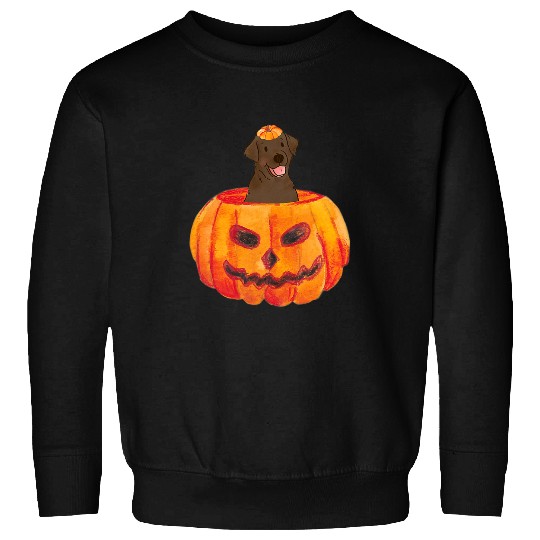 Labrador Lab Dog Chocolate Labrador Dog Happy Halloween Pumpkin Sweatshirts