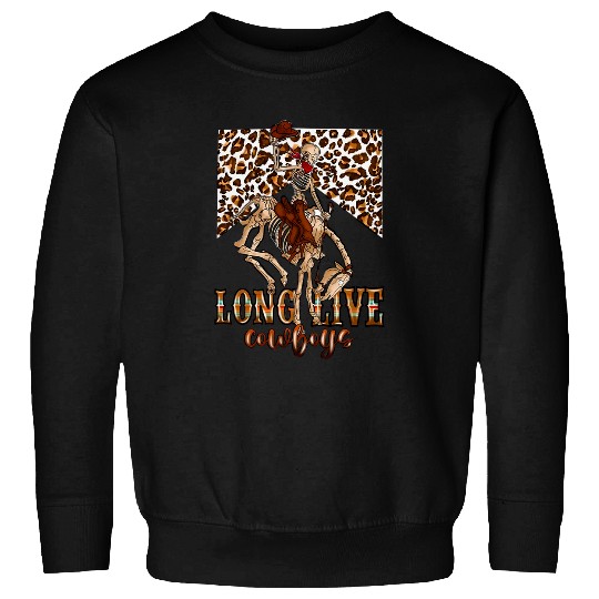 Skeletons Skulls Cowboy Killer Long Live Cowboy Skeletons Leopard Western Skull Sweatshirts