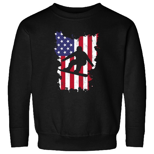 Skiing Ski vintages 4th Of July USA Flag Snowboarding Snowboarder Sweatshirts