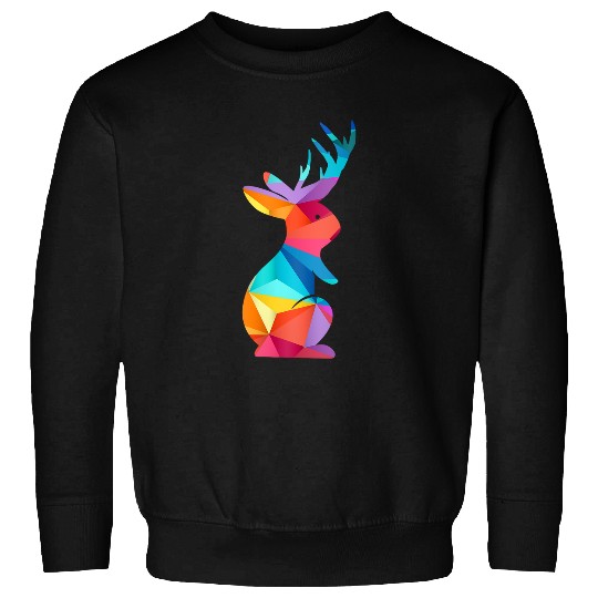 Rabbits Cute Colorful Jackalope Fun Cute Rabbit Animal Lover Graphic Sweatshirts