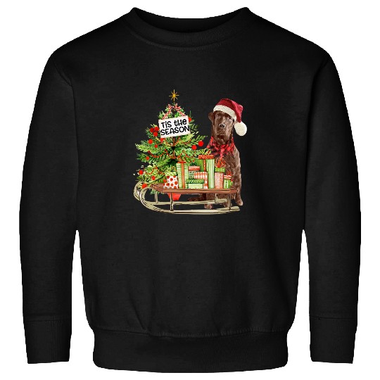 Labrador Lab Dog Chocolate Labrador Christmas Tree Tis The Season Dog Mom Sweatshirts