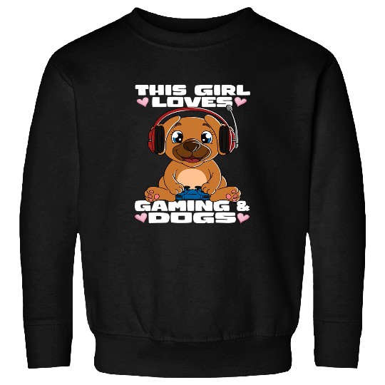 This Girl Loves Dogs and Gaming Dog Gamer Sweatshirts